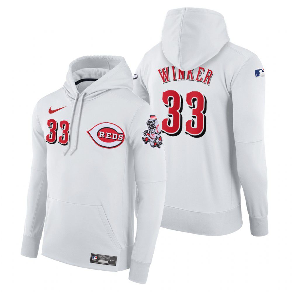 Men Cincinnati Reds #33 Winker white home hoodie 2021 MLB Nike Jerseys->cincinnati reds->MLB Jersey